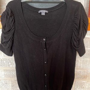 Twenty One, short sleeve button down sweater, PM,rayon/nylon/polyester/spandex.